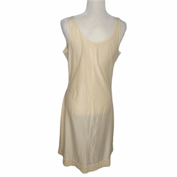 VINTAGE 80s slip ivory cream lace and satin rose grunge floral dress 48/L - Picture 2 of 13